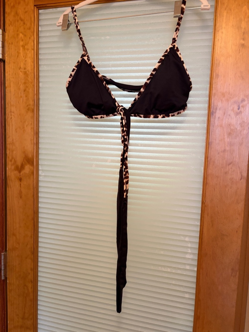 Laundry Black Bikini with Brown Leopard Trim Two-Piece Swim Set Never Worn - Picture 4 of 4